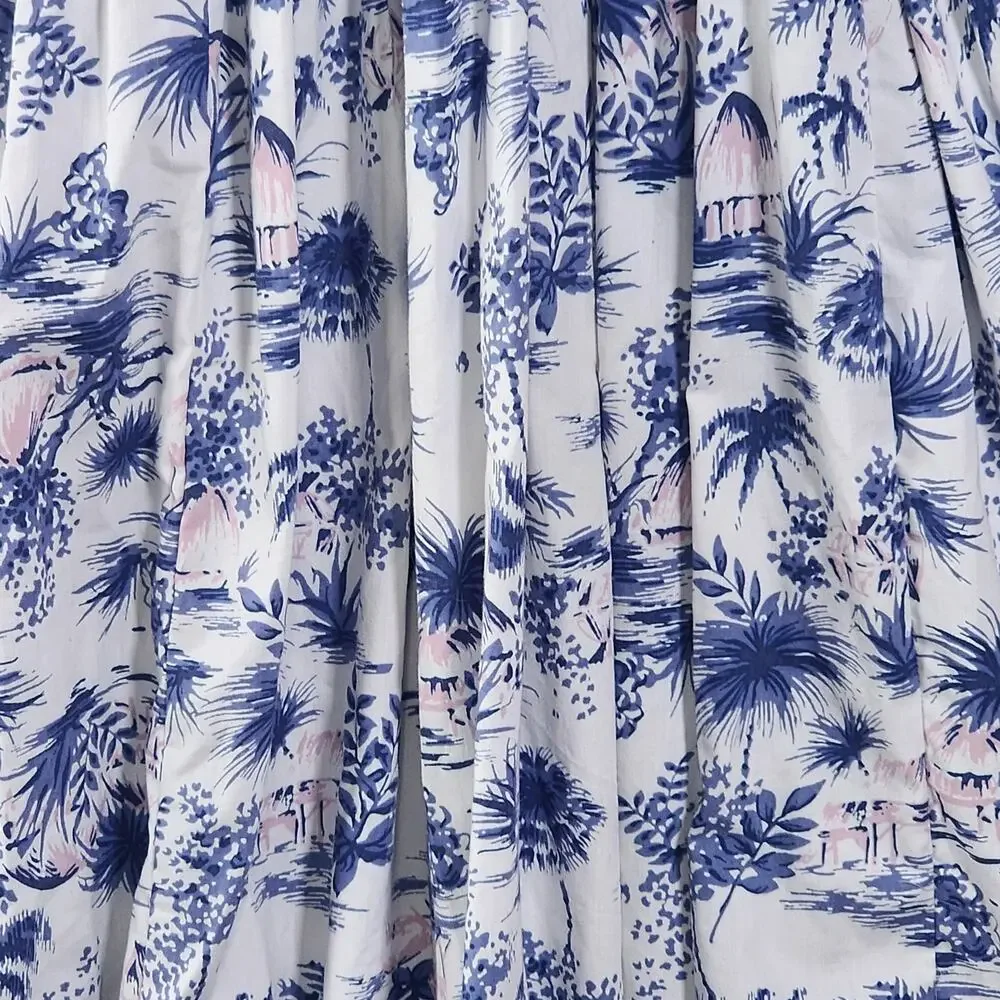 Abercrombie & Fitch Tiered Maxi Dress Smocked Palm Tress Bkue White Size Medium